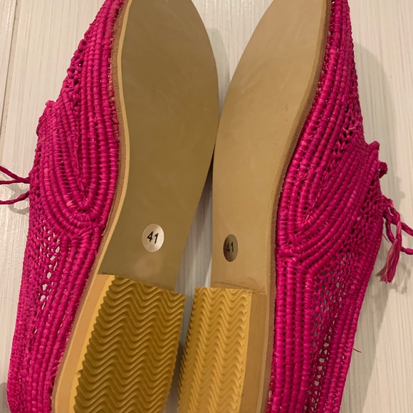 Pink raffia women’s Oxford summer shoes. on trend mesh style - Picture 3 of 6